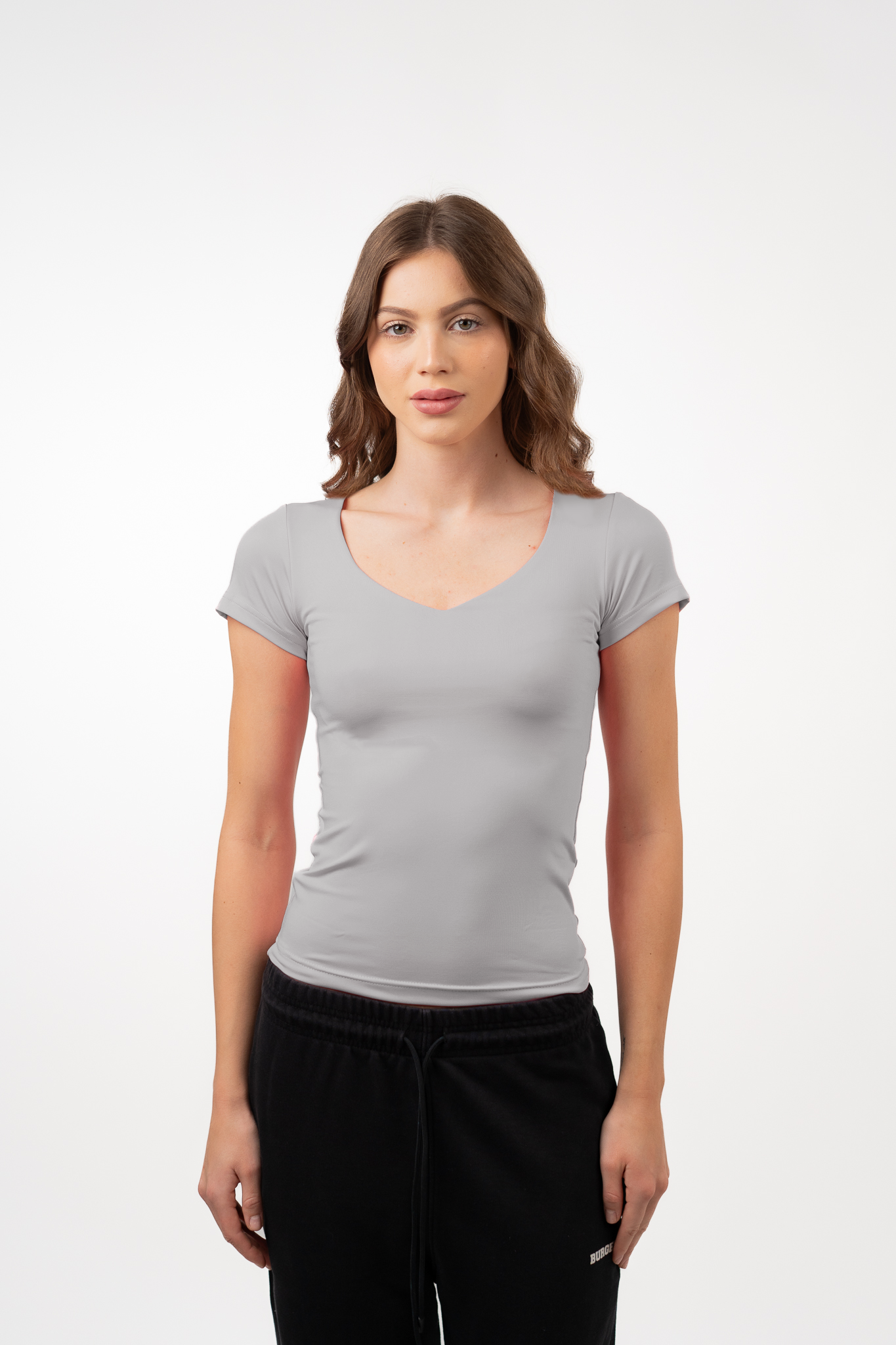 V NECK SHORT SLEEVE CONTOURING TOP