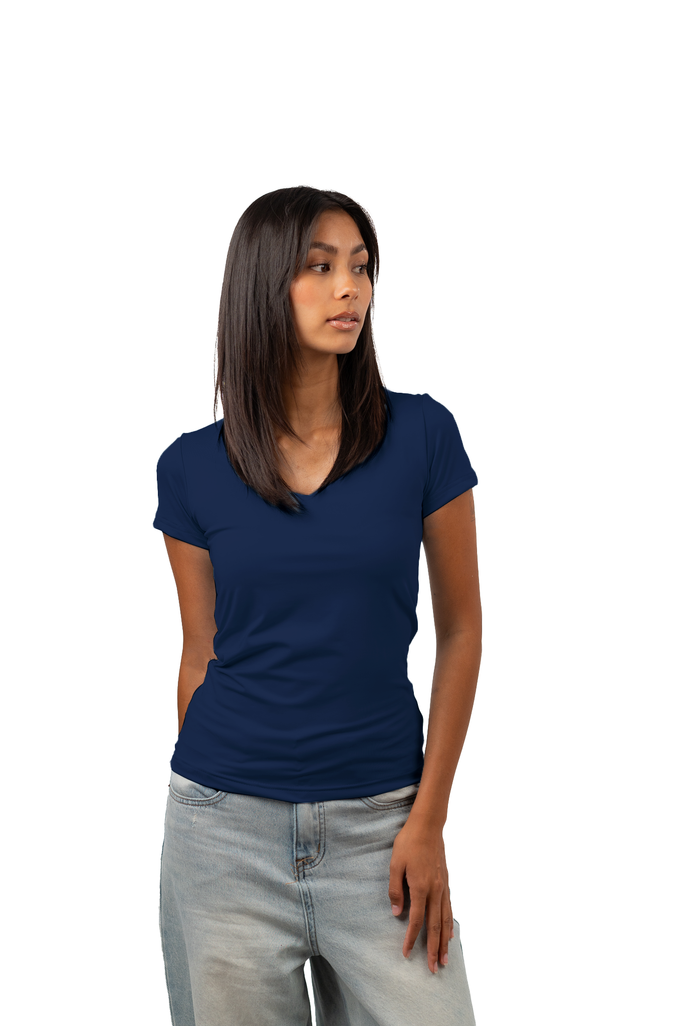 V NECK SHORT SLEEVE CONTOURING TOP
