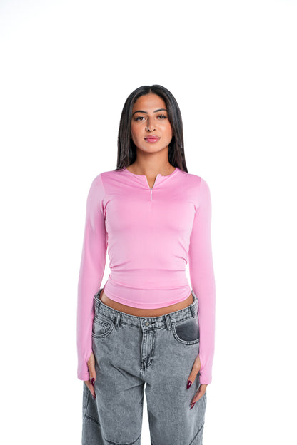 LONG SLEEVE ZIPPER CONTOURING TOP