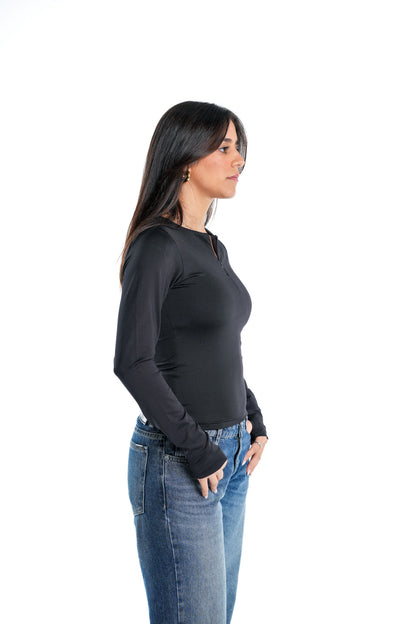 LONG SLEEVE ZIPPER CONTOURING TOP