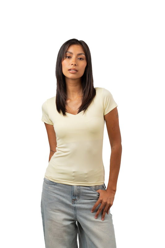 V NECK SHORT SLEEVE CONTOURING TOP