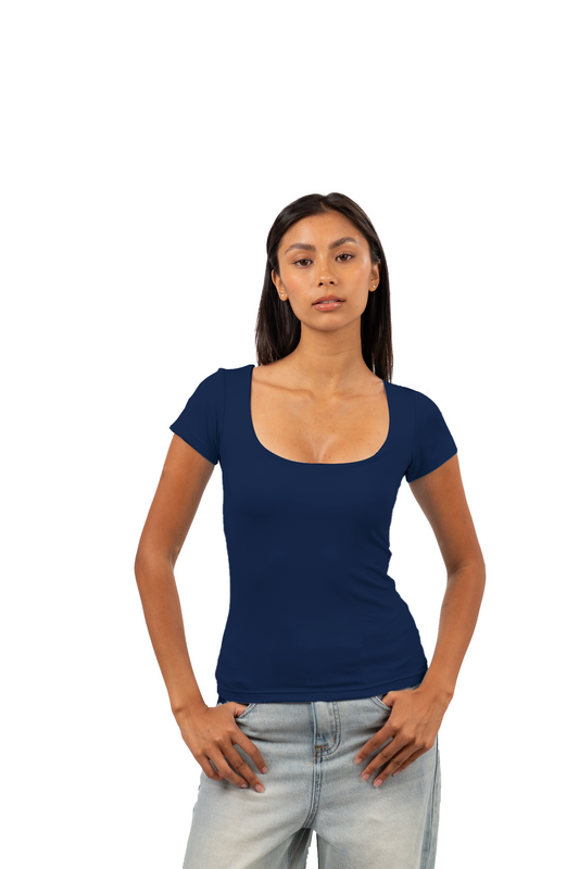 SQUARE NECK SHORT SLEEVE CONTOURING TOP