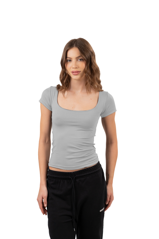 SQUARE NECK SHORT SLEEVE CONTOURING TOP