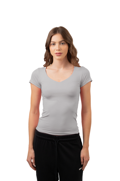 V NECK SHORT SLEEVE CONTOURING TOP